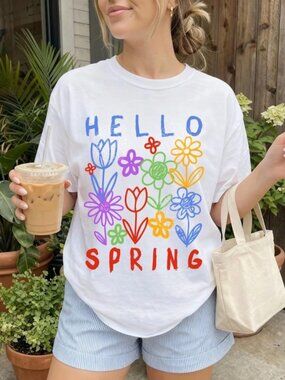 Hello Spring Shirt, Daisy Shirt, Spring Vibes Tshirt, Boho Floral Graphic T 257